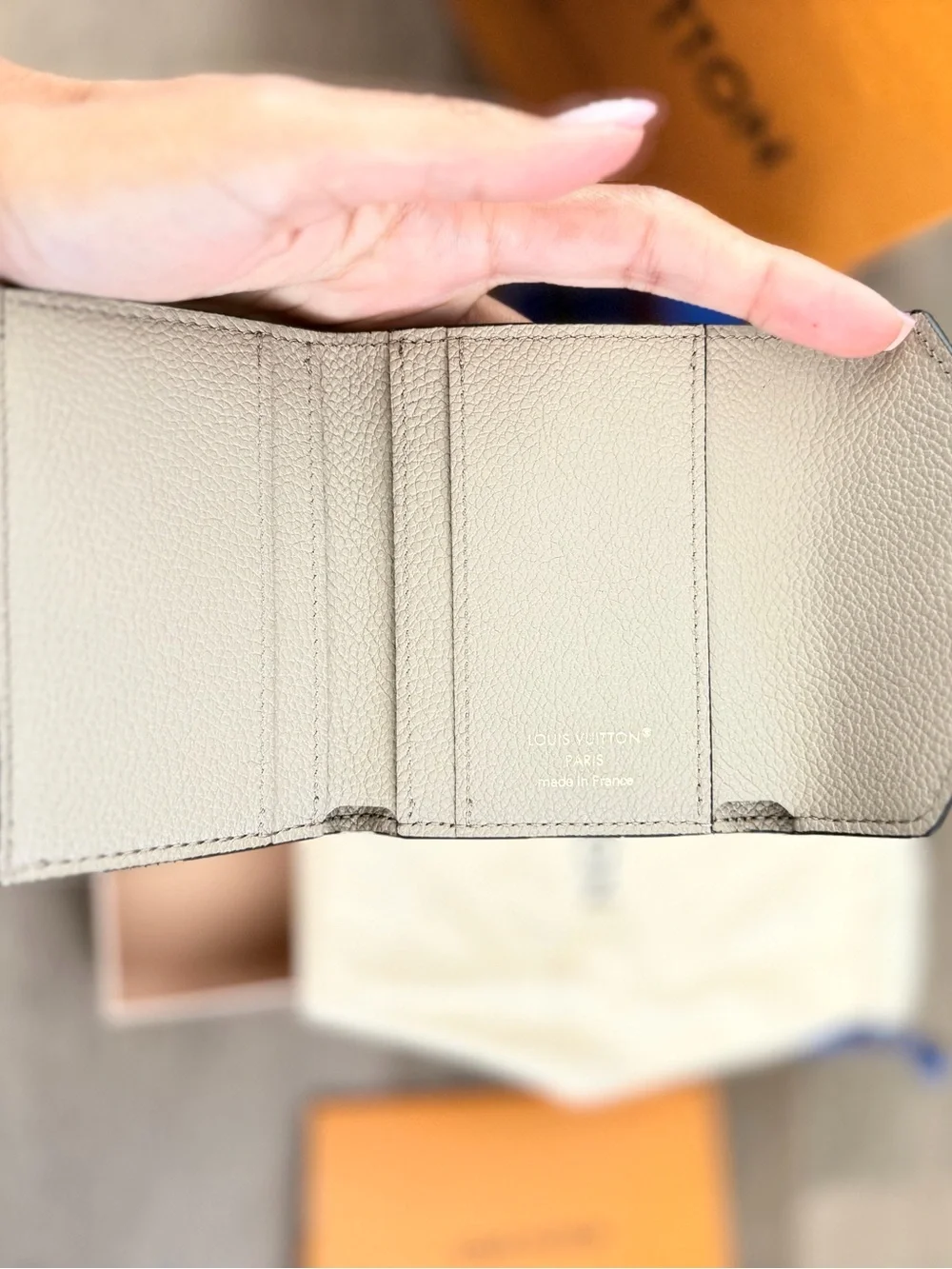 Louis Vuitton Turtledove Pebbled Envelope Wallet with Gold Button